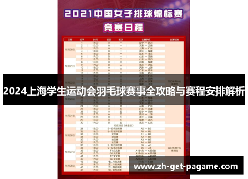 2024上海学生运动会羽毛球赛事全攻略与赛程安排解析