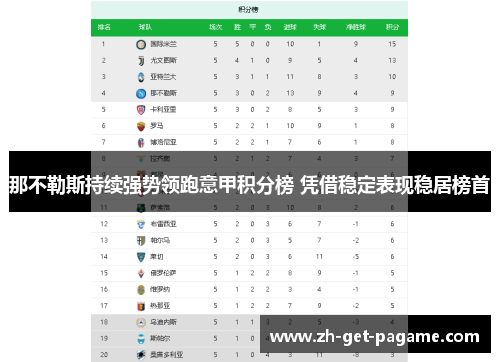 那不勒斯持续强势领跑意甲积分榜 凭借稳定表现稳居榜首 那不勒斯持续强势领跑意甲积分榜 凭借稳定表现稳居榜首